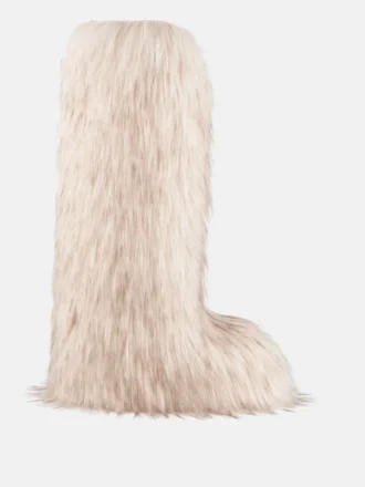 Jacquemus + Moon Boot Icon Yeti Hohe weiße Stiefel aus Kunstfell