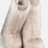 Jacquemus + Moon Boot Icon Yeti Hohe weiße Stiefel aus Kunstfell