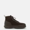 Mezzaluna Mid-Boots aus dunkelbraunem Wildleder mit Schnürung