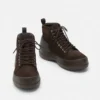 Mezzaluna Mid-Boots aus dunkelbraunem Wildleder mit Schnürung