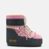 Moon Boot X Guest in Residence Icon Low Stiefeletten aus grauem und rosafarbenem Wildleder mit Perlenverzierung